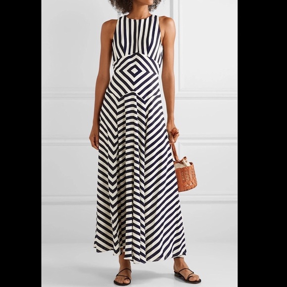 J.Crew Sleeveless high-neck dress in geometric stripe - Picture 1 of 10
